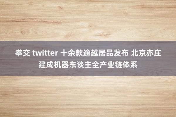 拳交 twitter 十余款逾越居品发布 北京亦庄建成机器东谈主全产业链体系